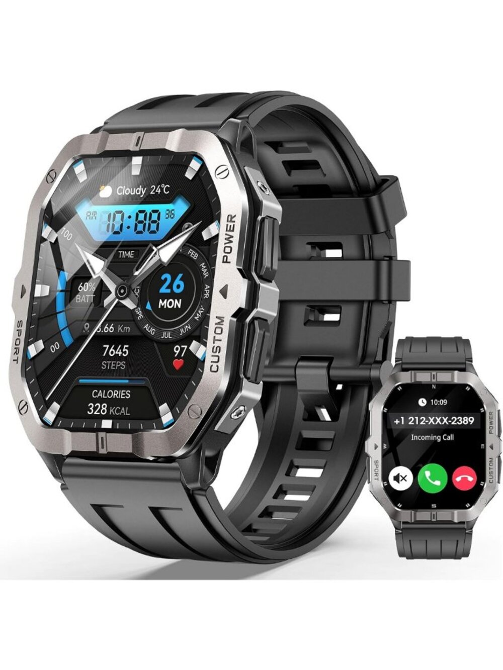 GPS Military Smart Watch with Bluetooth Calling for iPhone & Android Users